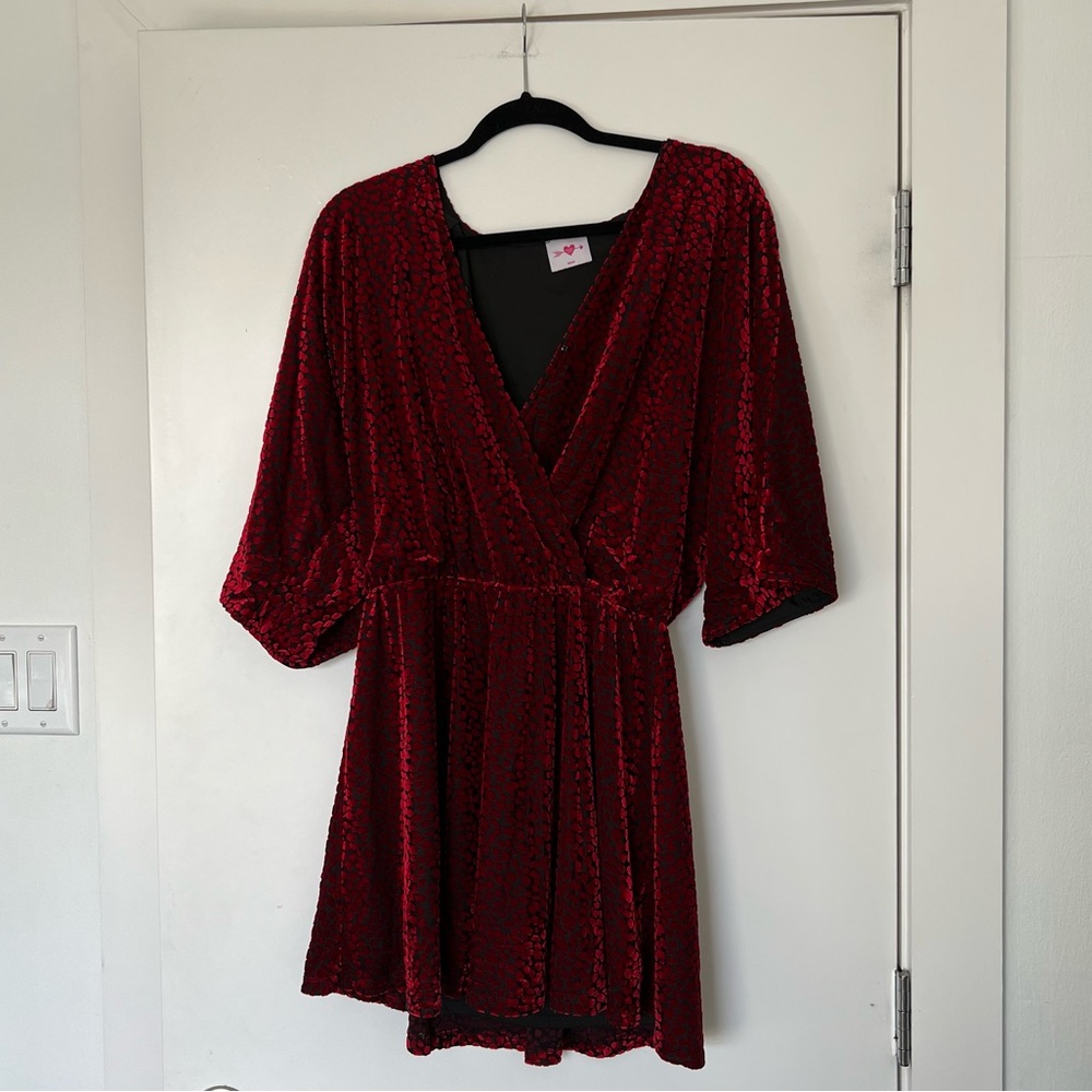 Buddy Love Red & Black Velvet Dress Size Medium